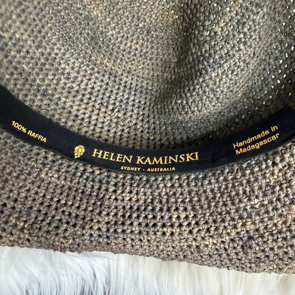 Helen Kaminski Brown Raffia Sun Hat Handmade Madagascar Wavy Brim Women OS
